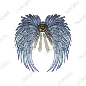 All Seeing Eye Angel Wings Aquarelle PNG Digital Instant Télécharger Indigo or Artwork Spiritual Eye Angel Printable Wall Art Faith Heaven