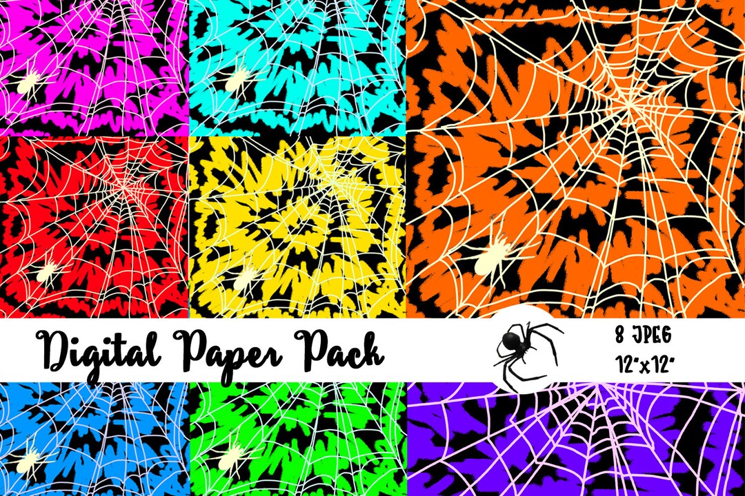 Halloween Digital Paper Pack - Orange Black Colorful Printable ...