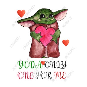 Baby Yoda PNG, Yoda solo uno para mí, Lindo regalo mandaloriano del día de los padres de Star Wars, Yoda Mejor papá, Regalos de papá, Acuarela Descarga instantánea
