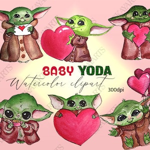 Baby yoda clipart, Baby yoda png, Baby yoda mandalorian, Il bambino mandaloriano, Acquerello Clipart, Regalo per lui, Regalo per lei, Regalo papà