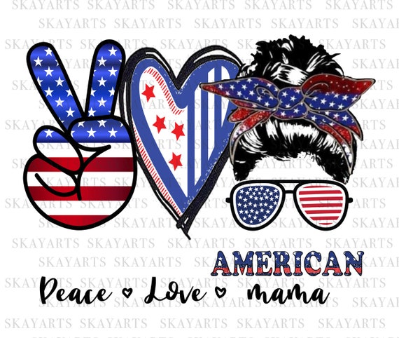 Peace Love American Mama PNG, Fourth of July PNG, American  display picture 3