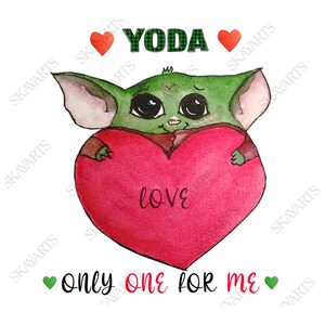 Baby Yoda PNG, Yoda solo uno para mí, Yoda Best Dad, Mandalorian Star Wars Fathers day Gift, Dad Gift, descarga instantánea Watercolor Yoda Print