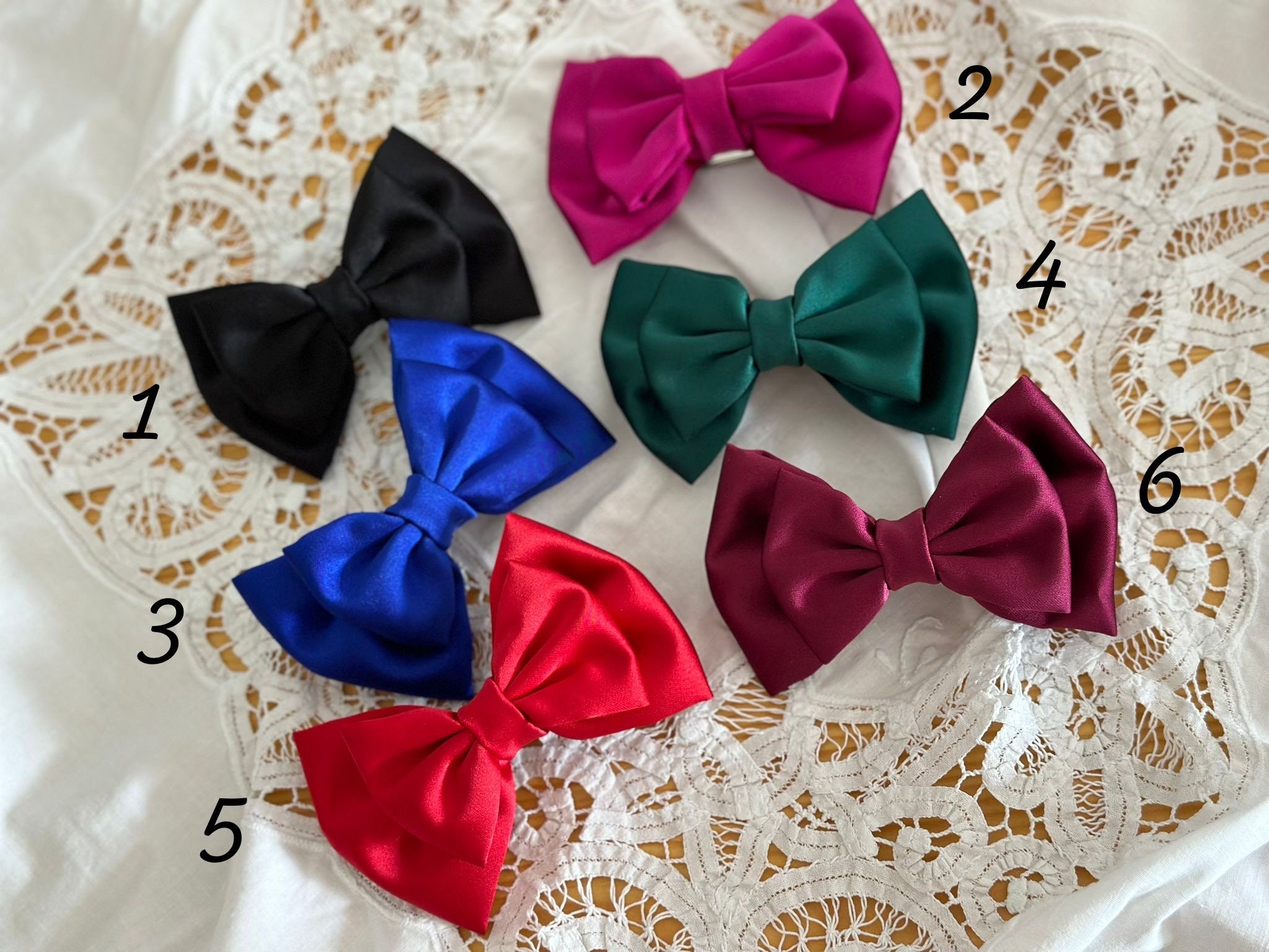 4 X Haarspangen Mit Schleife – Seidiger Satin, 15x23 Cm, In Verschiedenen Farben, Für Damen & Mädchen