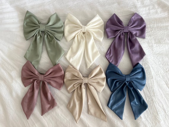 2 Haarschleifen Aus Satin – Große Haarspangen Für Damen & Mädchen In Schwarz & Weiß
