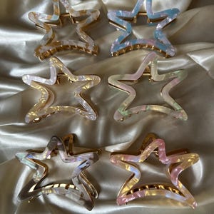 Pastel Epoxy Star Hair Claw Clip, Shimmer Acetate Hair Accessory