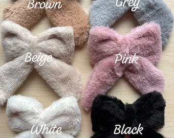 Furry Bow Hair Clips, Fur Bunny Hair Barrettes, Fluffy Hair Accessories, Faux Hair Clip, Christmas Gift Ideas