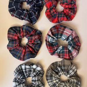 Tartan Scrunchie, Royal Stewart tartan, traditional tartan hair accessories, gifts for her, red tartan scrunchie, tartan stocking filler