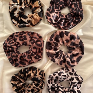 Leopard Scrunchies, Soft Fabric Hair Ties Elastics, Scrunchies, Gift, Fashion Hair accessories