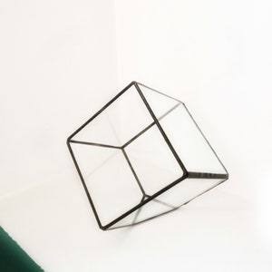 Glass transparent cube. Ornament as a central motif on the dining table. A multi-purpose cube made of stained glass. Housewarming gift