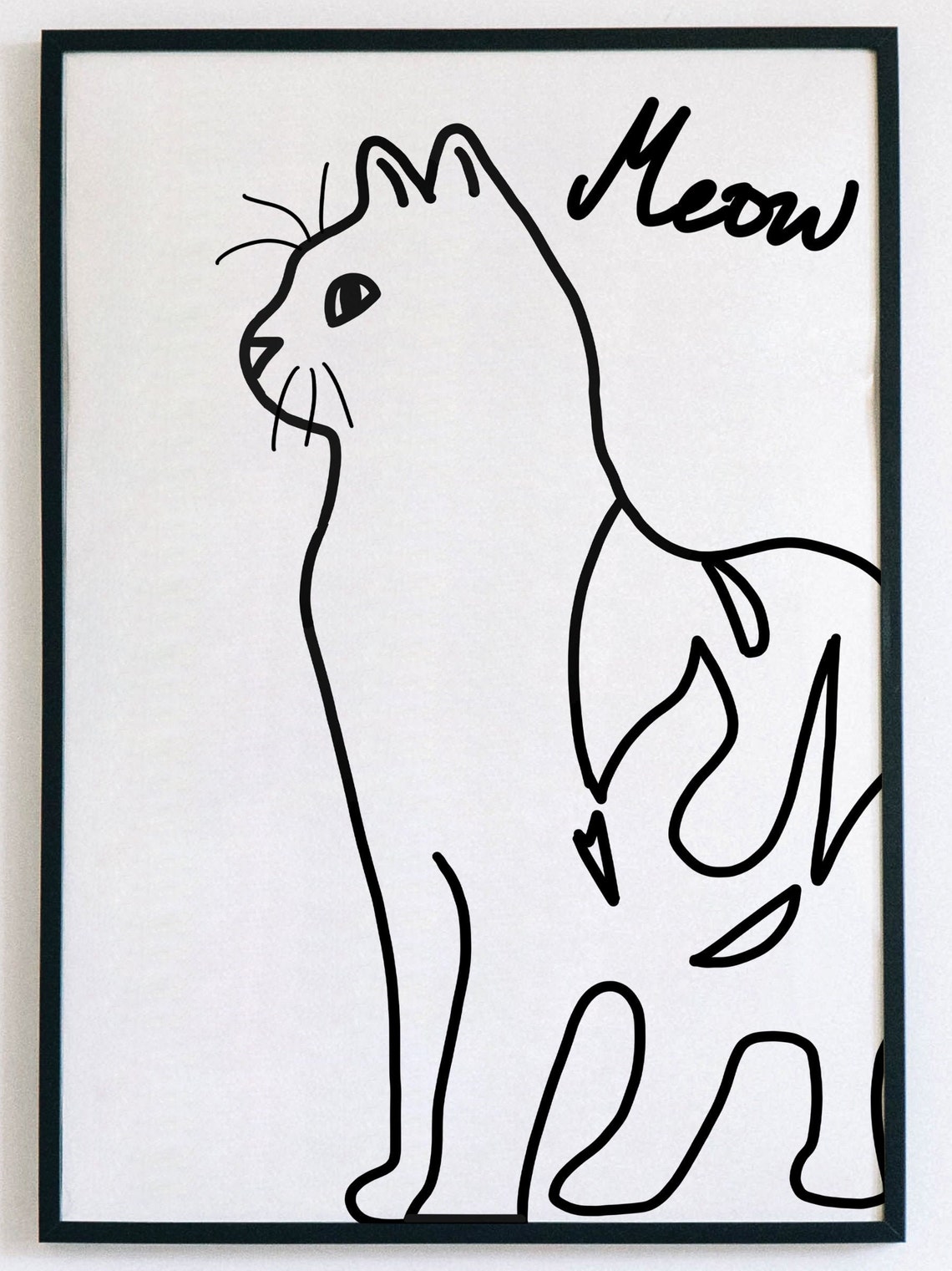 Cat Drawing Wall Art Procreate Simple Cat Figure Hand Etsy