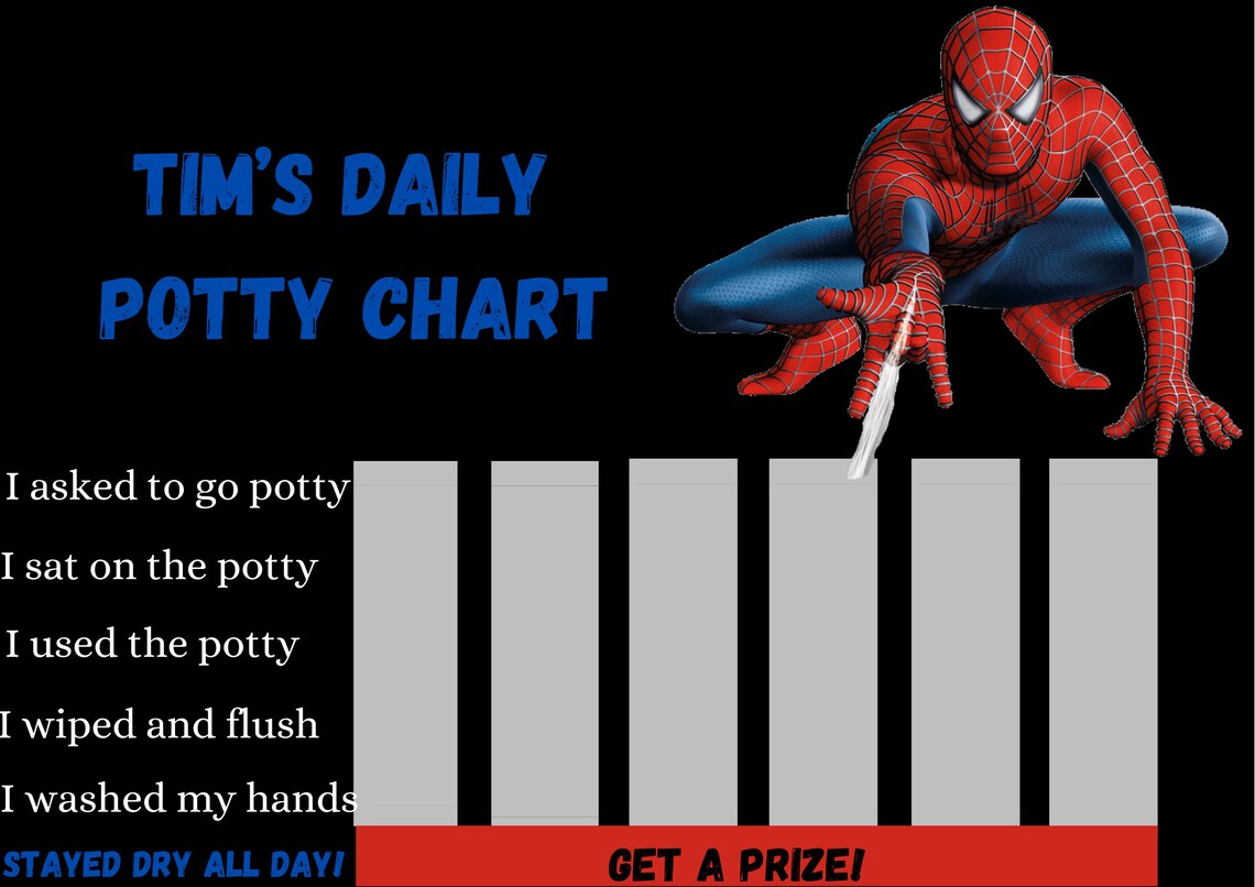 Digital Spiderman Potty Training Chart Spiderman Potty Chart | Etsy