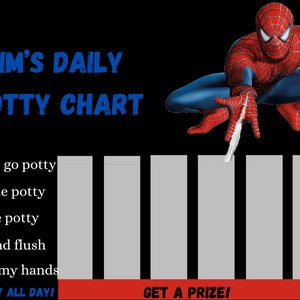 Digital Spiderman Potty Training Chart Spiderman Potty Chart | Etsy