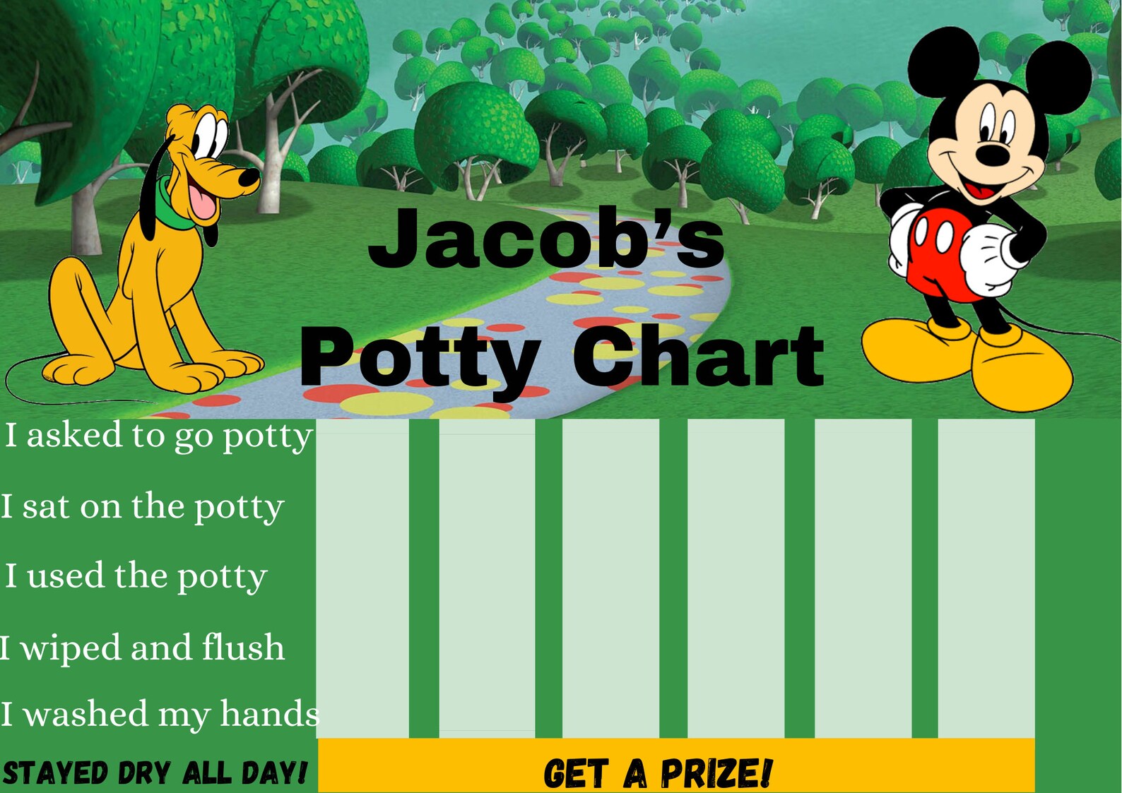 Digital Potty Training Chart Mickey Mouse Potty Training | Etsy