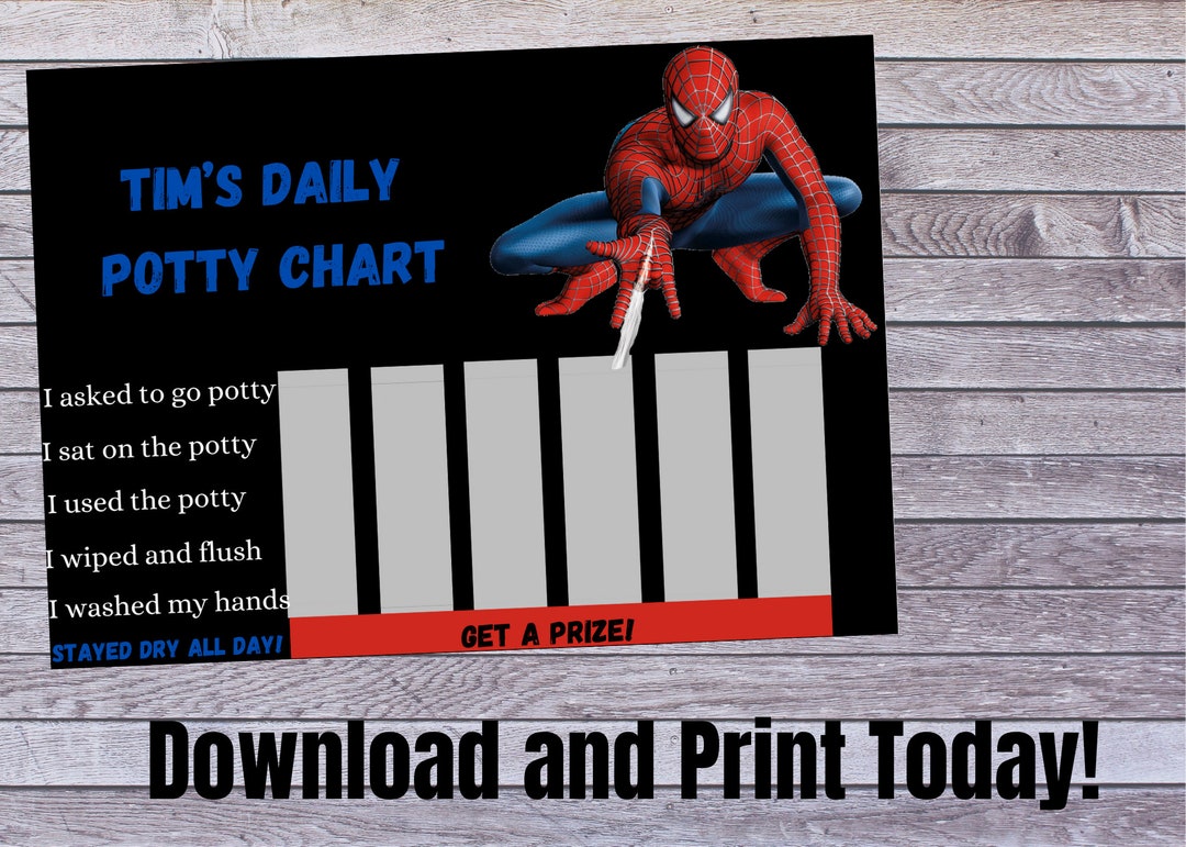 Digital Spiderman Potty Training Chart Spiderman Potty Chart - Etsy