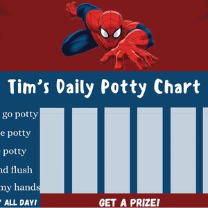 Digital Spiderman Potty Chart Printable Potty Training Chart | Etsy