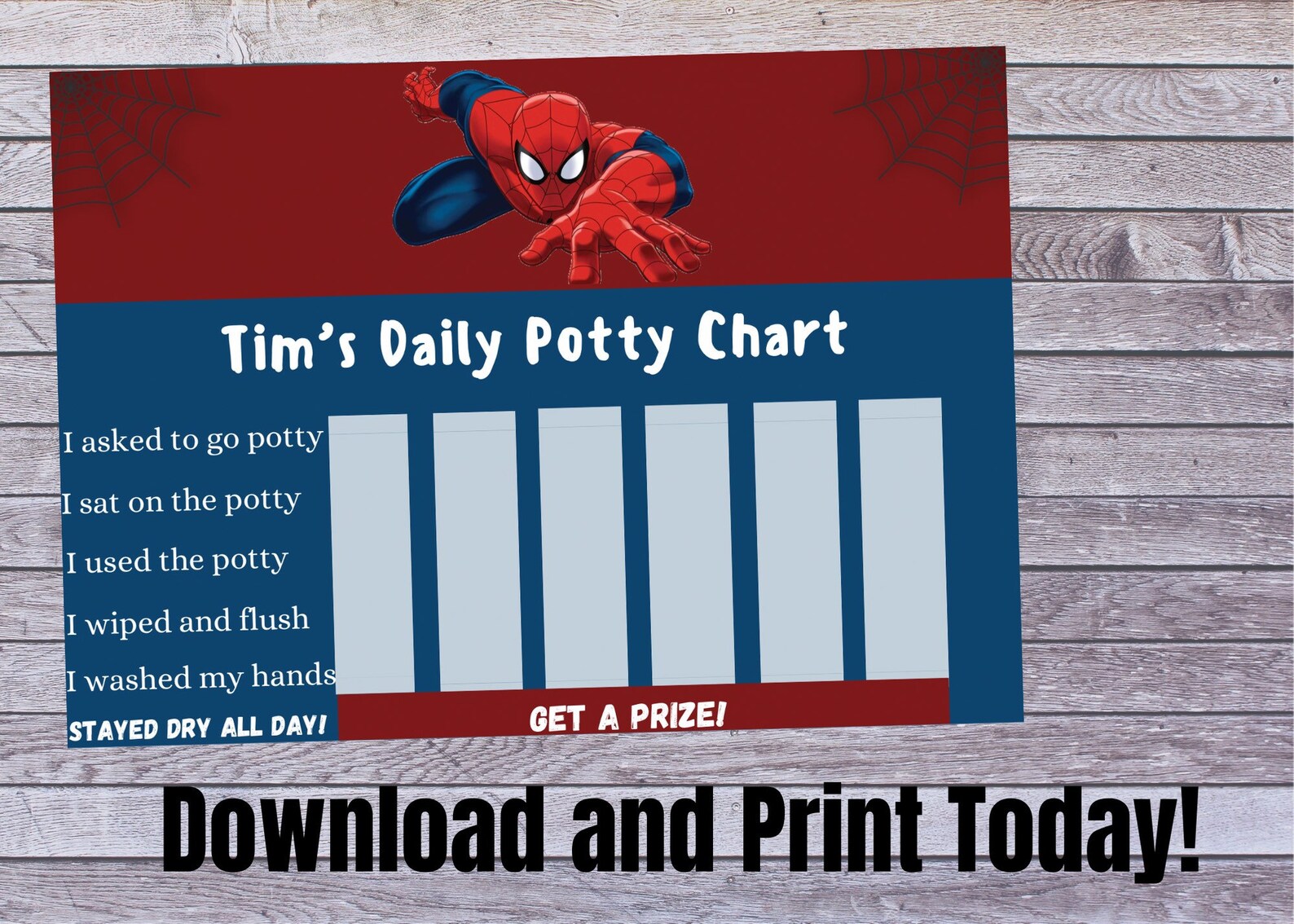 Digital Spiderman Potty Chart Printable Potty Training Chart | Etsy
