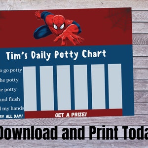 Digital Spiderman Potty Chart Printable Potty Training Chart | Etsy