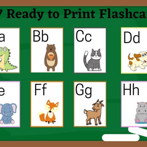 Tarjetas digitales del alfabeto animal,tarjetas del animal del ABC,tarjetas del alfabeto, tarjetas de la escuela, actividad del jardín de la infancia, flashcards imprimibles del ABC