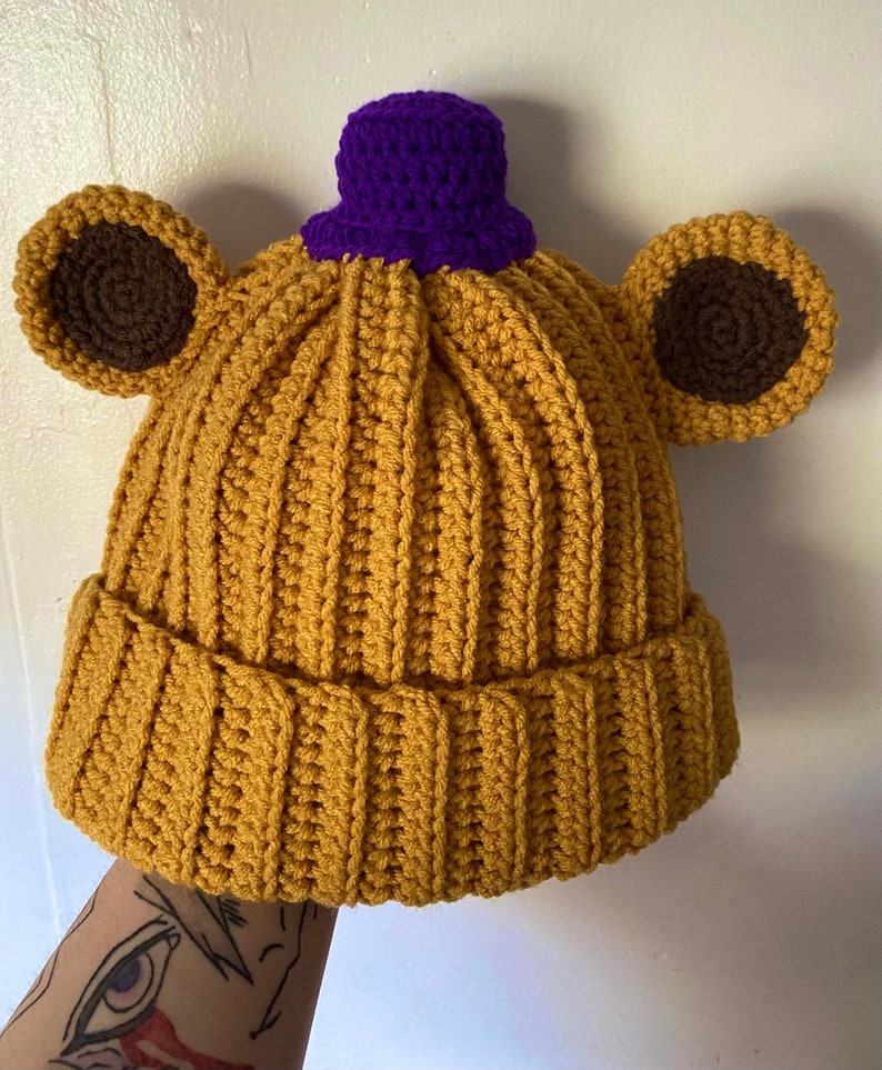 Crochet Animatronic Beanie Fred Bear (Gold)