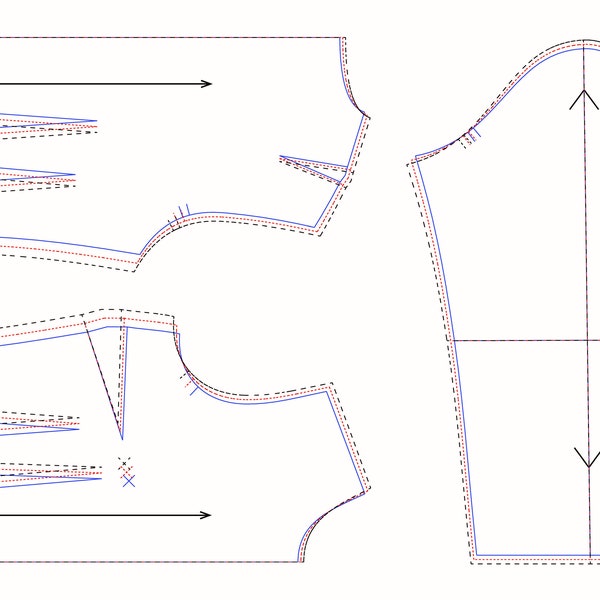 3-PIECE Dress Sloper W/ Gusset Sleeve! PDF Download! Pattern Block - Basic Torso Pattern / Size 4 (S) to 12 (Xl)