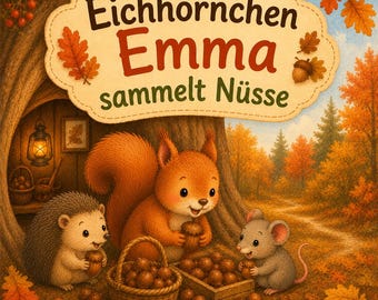 Kamishibai Autumn Story – Emma the Squirrel Collects Nuts | Picture Cards for Kindergarten, Daycare & Preschool | Autumn Project: Forest Animals