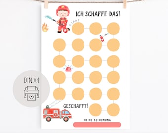 Firefighter reward plan for children, firefighter motivation plan, children's reward chart, potty training, digital file, to print