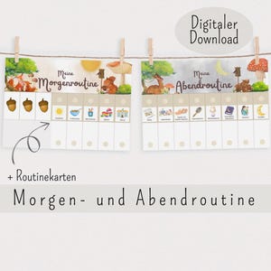 Morgen & Abendroutine für Kinder Waldtiere, Tagesplan für Kinder, Routineplan zum ausdrucken, Routineplaner für Kinder
