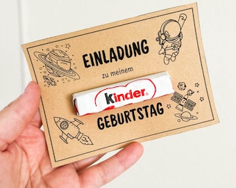 Print template invitation card children's birthday rocket astronaut, craft template birthday invitation
