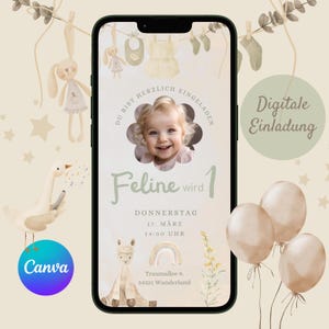 Invitación digital cumpleaños infantil, invitación personalizable WhatsApp, invitación de cumpleaños con foto, invitación de cumpleaños móvil, niñas