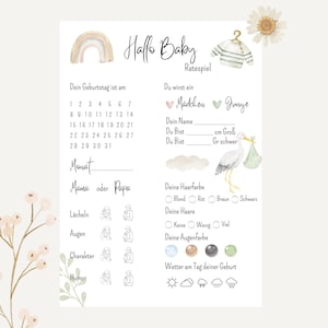 Baby shower guessing game | Baby shower boho | Baby shower game fill-in cards | Baby shower rainbow | To print out | Guessing game baby shower