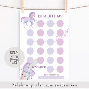Beloningsplan voor kinderen regenboog eenhoorn, ik kan het, beloningssysteem voor kinderen, luiervrij zindelijk maken plan, motivatieplan
