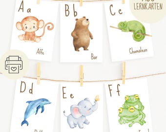 ABC flashcards animals, knowledge cards, learning materials for children, alphabet cards