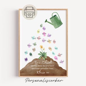Poster con impronte digitali per insegnanti, regalo di addio, annaffiatoio per la classe - regalo per l'insegnante - regalo di ringraziamento per la laurea della scuola elementare, PDF