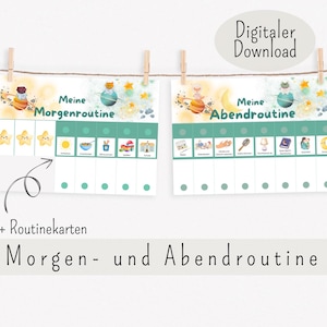 Routineplaner Kinder Planet, Morgenroutine und Abendroutine für Kinder, Montessori Kinder, Digitaler Planer, Routineplaner Weltraum