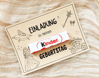 Princess invitation card for children's birthdays, craft template for birthday invitations, print template for invitations