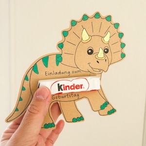 Invitación de cumpleaños de triceratops, plantilla de manualidades de dinosaurios, plantilla de manualidades de cumpleaños infantiles, tarjeta de invitación de dinosaurios, plantilla para imprimir en PDF