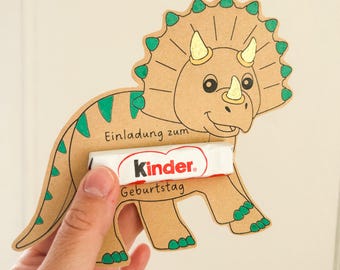 Triceratops birthday invitation, dinosaur craft template, children's birthday craft template, dinosaur invitation card, PDF print template