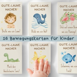 Movement cards for children, for nursery, kindergarten, animal movement cards, digital download