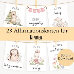 Affirmation cards for children to print out - encouraging cards / positive beliefs / PDF download / strengthen self-confidence