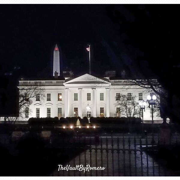 The White House & Washington Monument DOWNLOADABLE Wall Art Washington DC landmark DIGITAL Night Photography