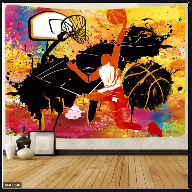 FEARST Sport Graffiti Wall Tapestry Basketball Art Etsy
