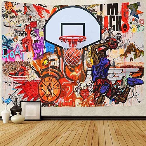 FEARST Sport Graffiti Wall Tapestry Basketball Art Etsy