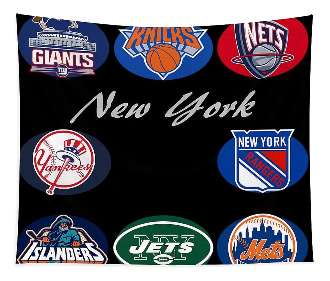 New York Professional Sport Teams Collage Tapestry New York Etsy