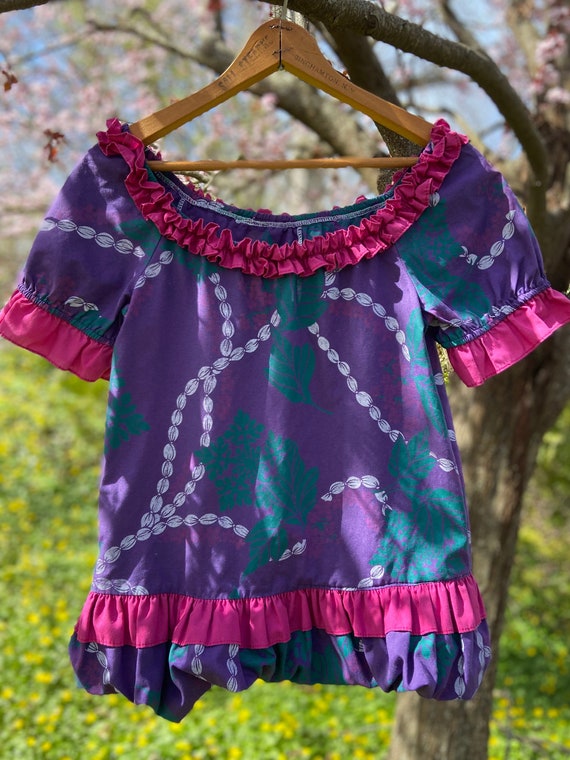 Vintage Purple Hawaiian Muumuu Style Top