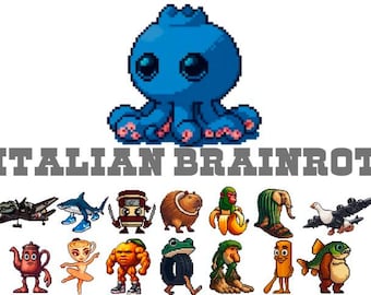Italiaanse hersenkraker | Blueberrinni-octopussini | png-afbeelding pixelart