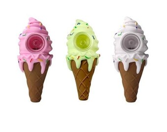 5" Ice Cream Cone Glass Pipe HEAVY THICK Drippy 5" Ice Cream Cone Glass Pipe HEAVY THICK Drippy