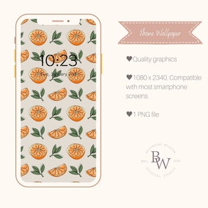Citrus orange iphone Wallpaper | Cell Phone wallpaper background | Aesthetic wallpaper smartphone | Android wallpaper | Digital Download