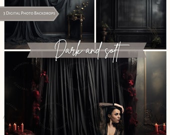 Dark Black Photography backdrop Overlay | Maternity background Black | Bundle Studio set | Fine art textures | Boudoir Backdrop background