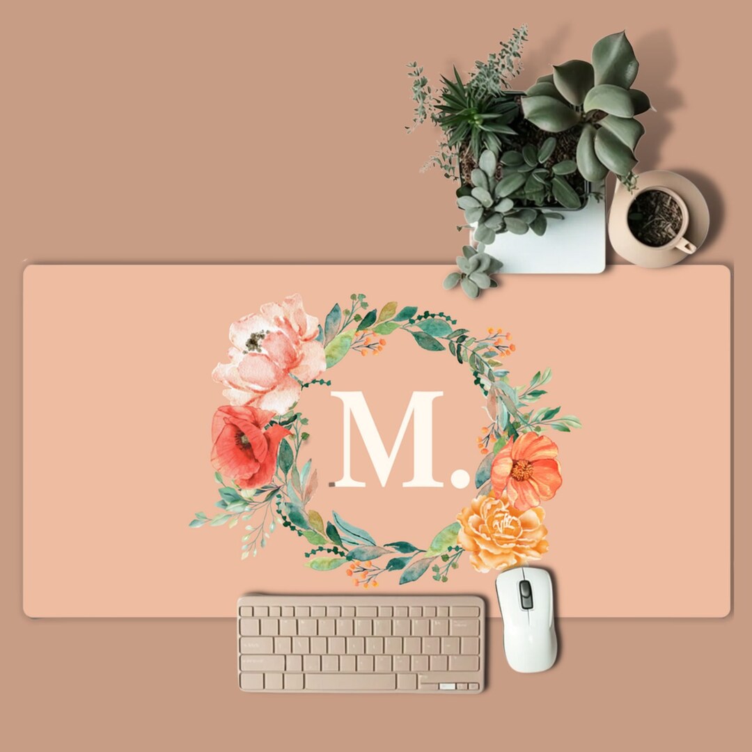 Custom Personalized Floral Desk Mat | Extended Extra Large Mousepad ...