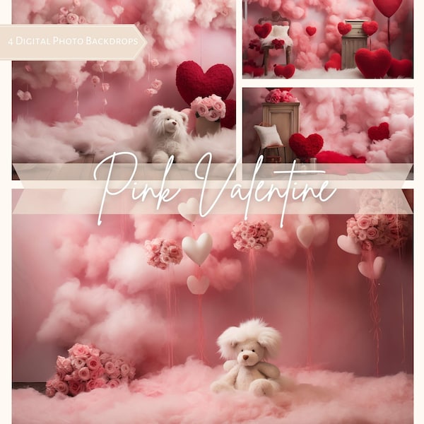 Pink Valentine's Day Photography backdrop Overlay | Hearts background Blush | Bundle Studio set | Fine art textures